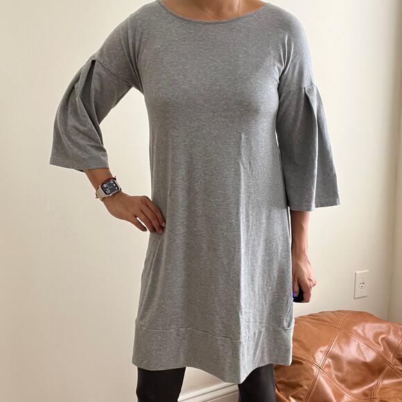 Splendid Gray Ruffle Sleeve Knee Length Dress Size S - Picture 9 of 13